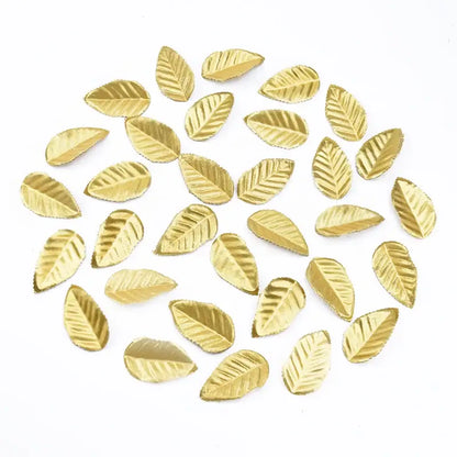 Gold embossed christmas crafts silk leaf living room decor