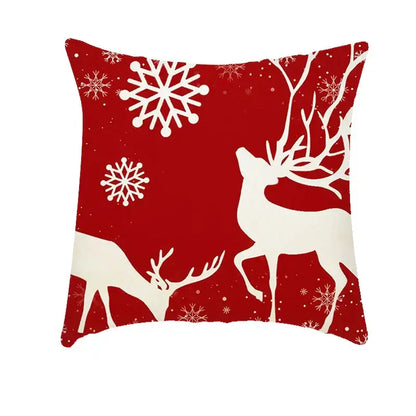 Festive red & white plaid christmas cushion cover living room decor