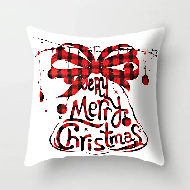 Festive red & white plaid christmas cushion cover living room decor