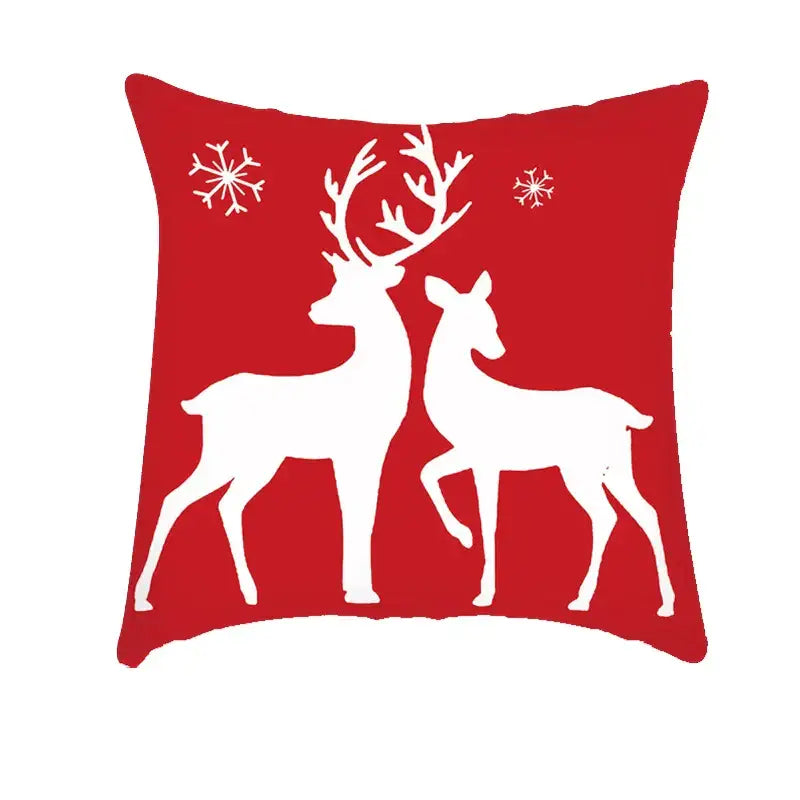 Festive red & white plaid christmas cushion cover living room decor