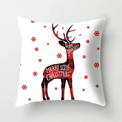 Festive red & white plaid christmas cushion cover living room decor