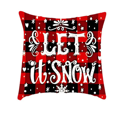 Festive red & white plaid christmas cushion cover living room decor