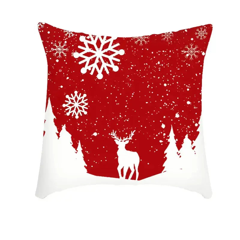 Festive red & white plaid christmas cushion cover living room decor