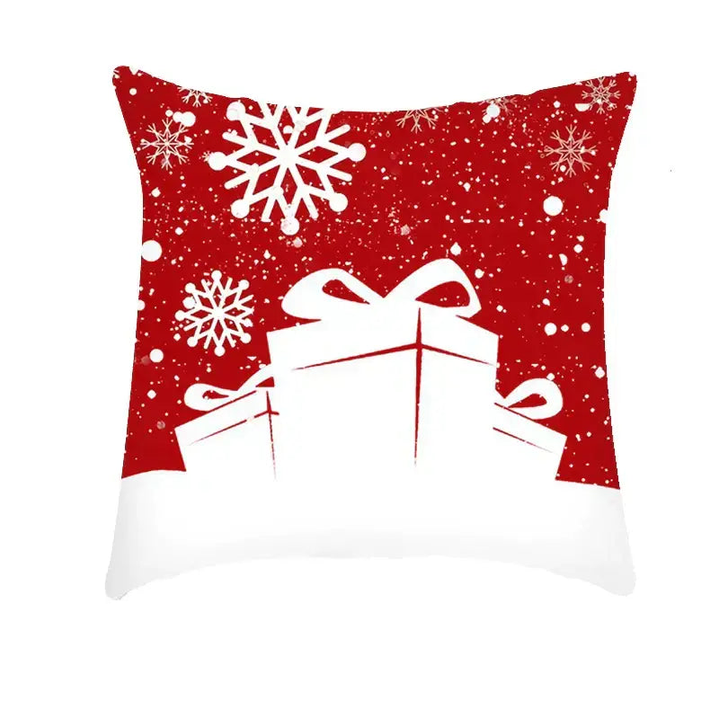 Festive red & white plaid christmas cushion cover living room decor