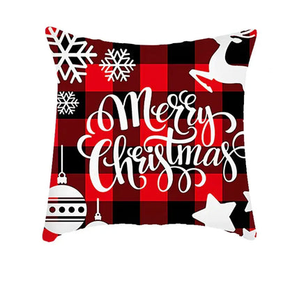 Festive red & white plaid christmas cushion cover living room decor