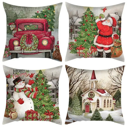 Vintage festive christmas cushion cover set living room decor