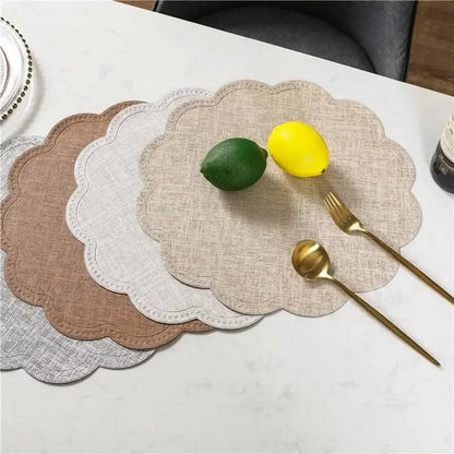 Elegant beige scalloped linen christmas decor placemat dining room