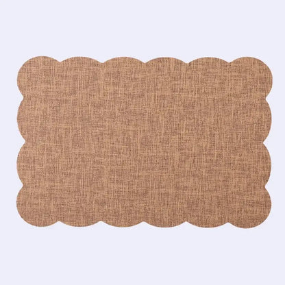 Elegant beige scalloped linen christmas decor placemat dining room