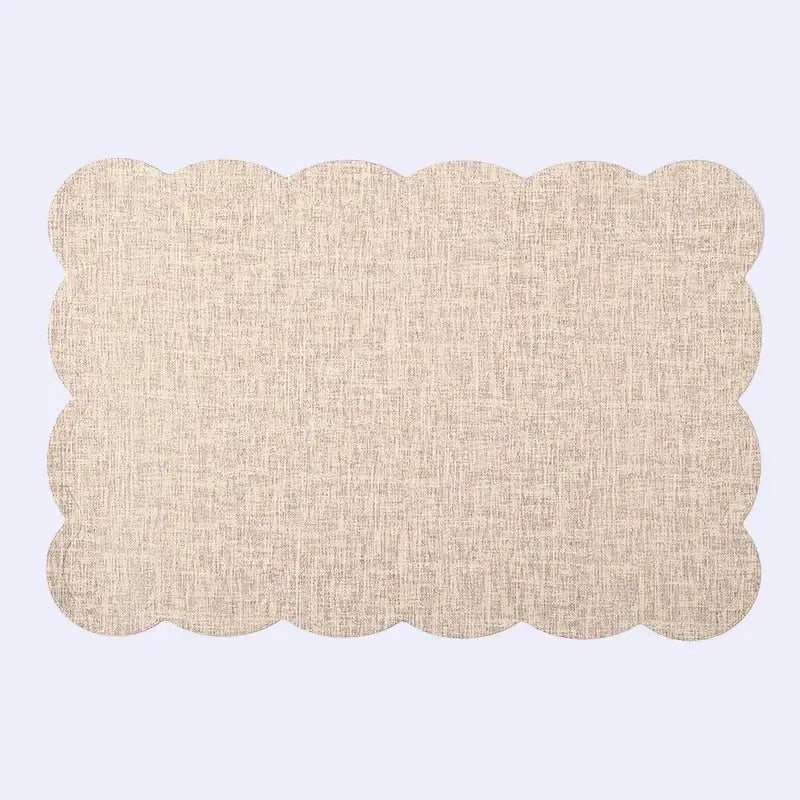 Elegant beige scalloped linen christmas decor placemat dining room