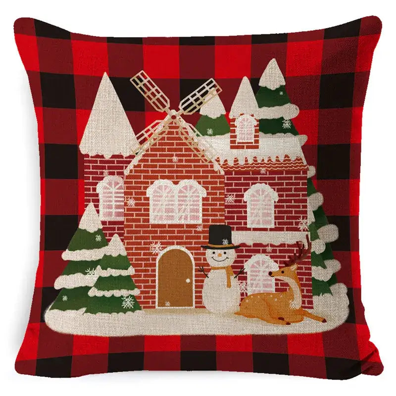 Festive reindeer and gnome christmas pillow cover set living room