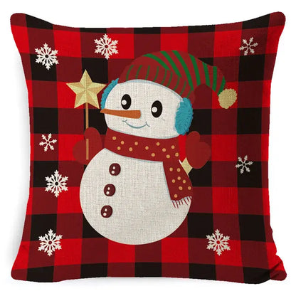 Festive reindeer and gnome christmas pillow cover set living room