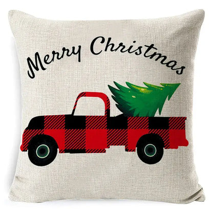 Festive reindeer and gnome christmas pillow cover set living room