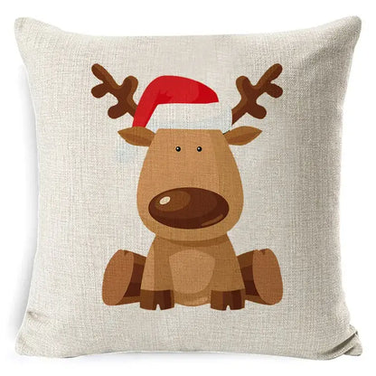 Festive reindeer and gnome christmas pillow cover set living room
