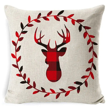 Festive reindeer and gnome christmas pillow cover set living room