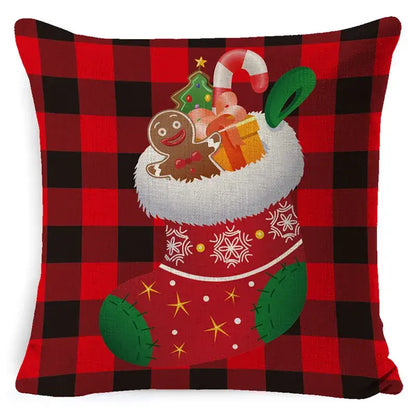 Festive reindeer and gnome christmas pillow cover set living room