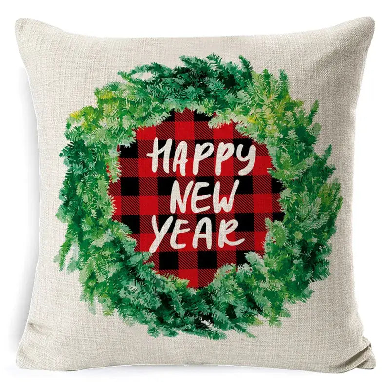 Festive reindeer and gnome christmas pillow cover set living room