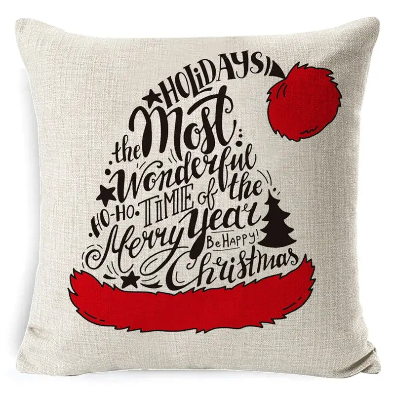 Festive reindeer and gnome christmas pillow cover set living room