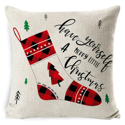 Festive reindeer and gnome christmas pillow cover set living room