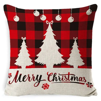 Festive reindeer and gnome christmas pillow cover set living room