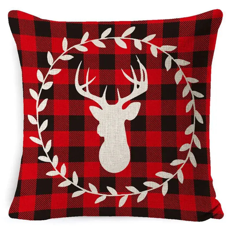 Festive reindeer and gnome christmas pillow cover set living room