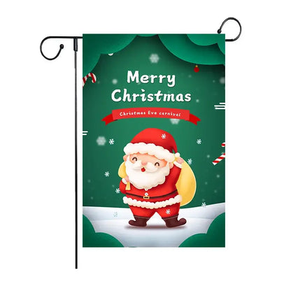 Festive red & green santa garden flags 4 pack outdoor christmas deer