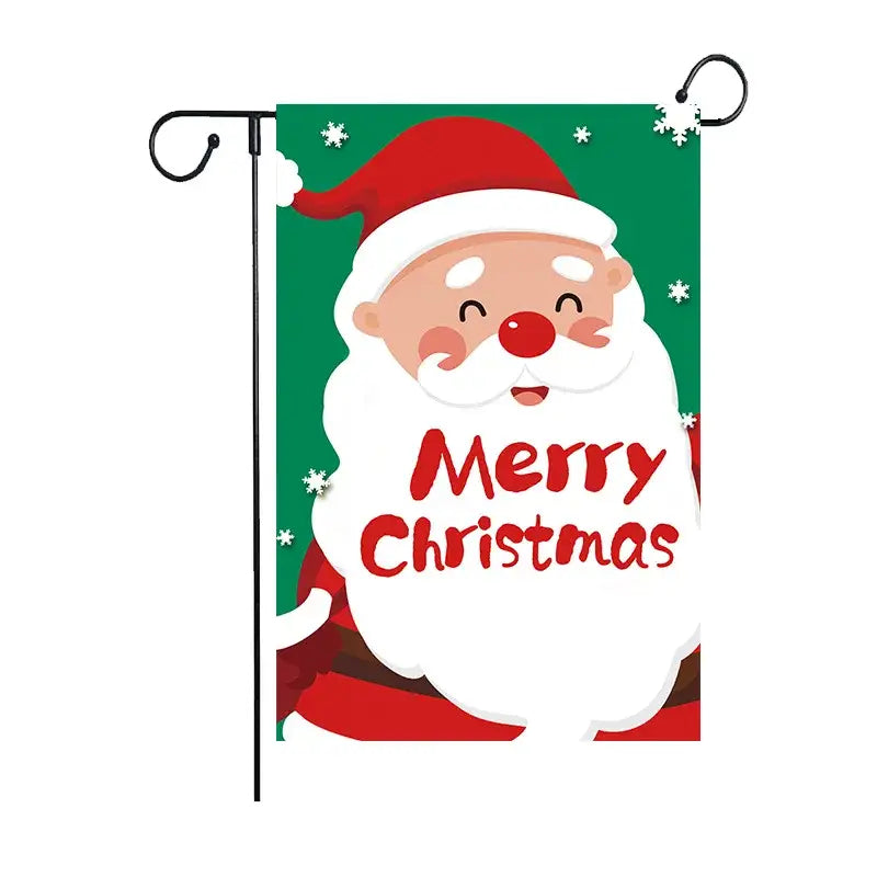 Festive red & green santa garden flags 4 pack outdoor christmas deer