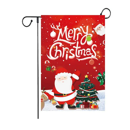 Festive red & green santa garden flags 4 pack outdoor christmas deer