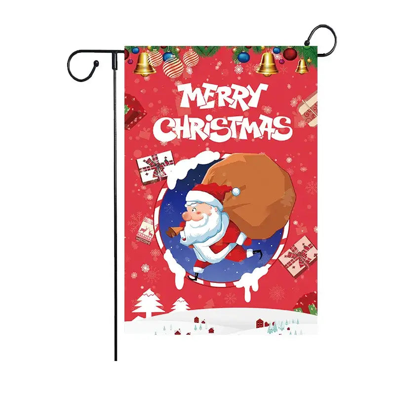 Festive red & green santa garden flags 4 pack outdoor christmas deer