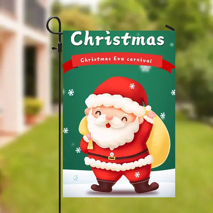 Festive red & green santa garden flags 4 pack outdoor christmas deer