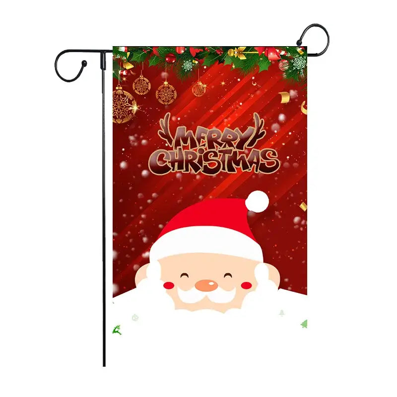 Festive red & green santa garden flags 4 pack outdoor christmas deer