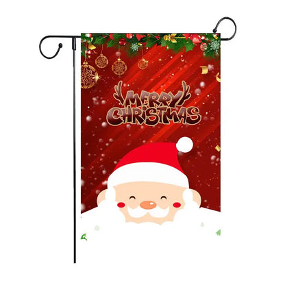 Festive red & green santa garden flags 4 pack outdoor christmas deer