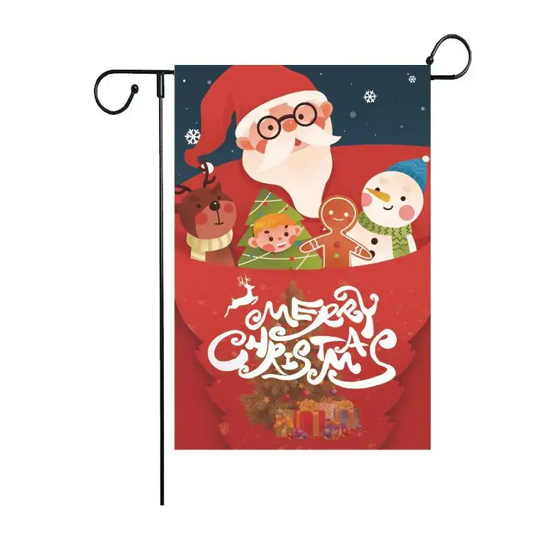 Festive red & green santa garden flags 4 pack outdoor christmas deer