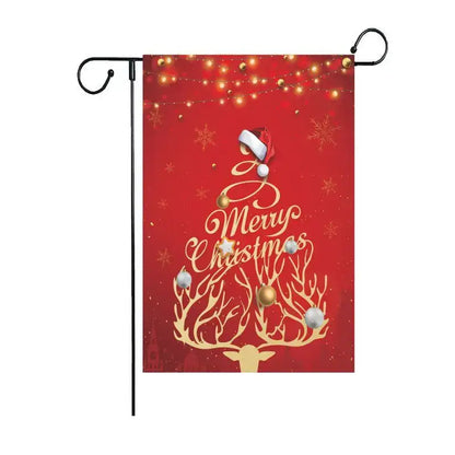 Festive red & green santa garden flags 4 pack outdoor christmas deer