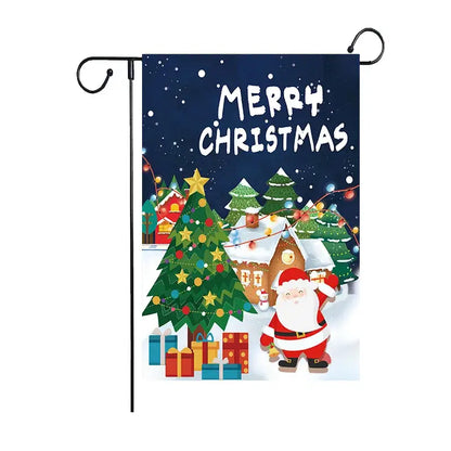 Festive red & green santa garden flags 4 pack outdoor christmas deer