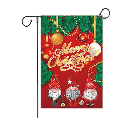 Festive red & green santa garden flags 4 pack outdoor christmas deer