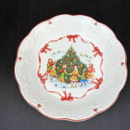 Festive red & white ceramic christmas dinnerware set – dining room