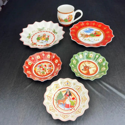 Festive red & white ceramic christmas dinnerware set – dining room