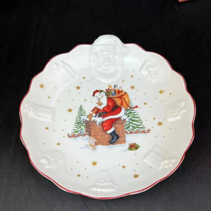 Festive red & white ceramic christmas dinnerware set – dining room