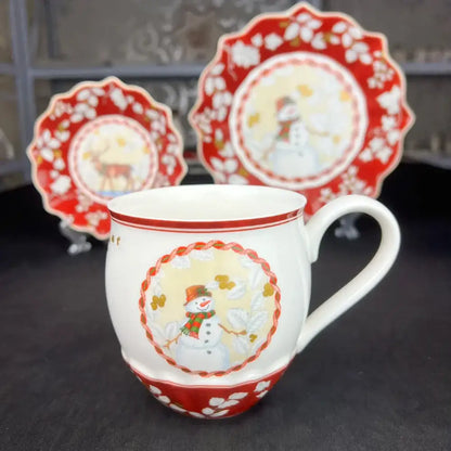 Festive red & white ceramic christmas dinnerware set – dining room