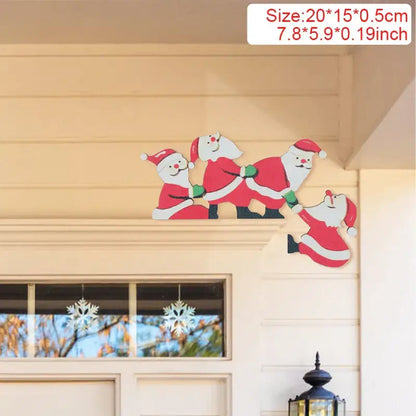 Festive character wooden fence christmas door frame decor