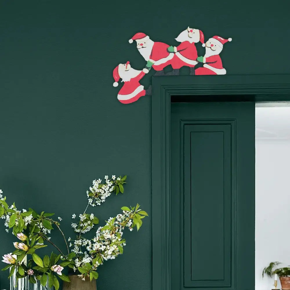 Festive character wooden fence christmas door frame decor