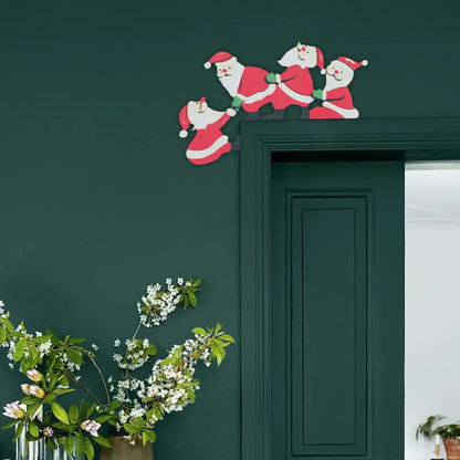 Festive character wooden fence christmas door frame decor