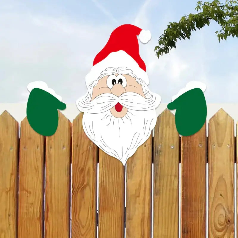 Festive character wooden fence christmas door frame decor