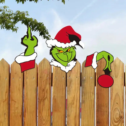 Festive character wooden fence christmas door frame decor