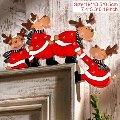 Festive character wooden fence christmas door frame decor