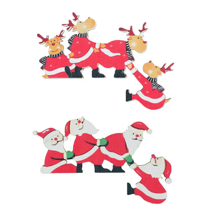 Festive character wooden fence christmas door frame decor