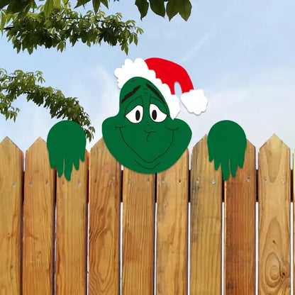 Festive character wooden fence christmas door frame decor