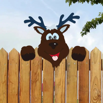 Festive character wooden fence christmas door frame decor