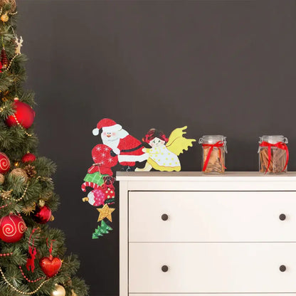Festive character wooden fence christmas door frame decor