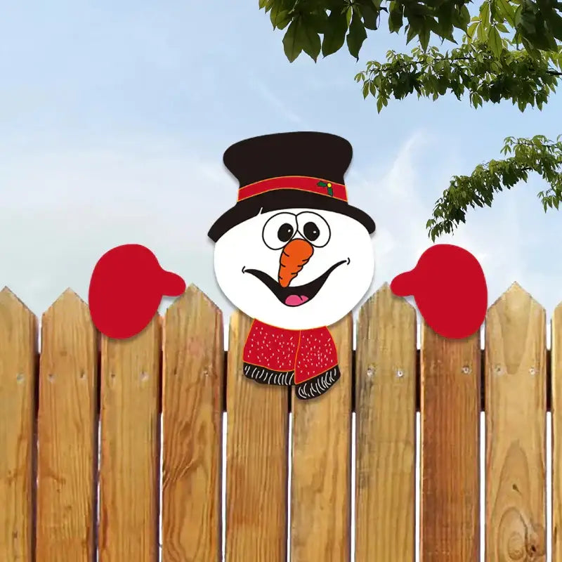 Festive character wooden fence christmas door frame decor